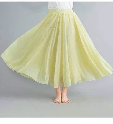 28-Color Mori Girl A-line Skirt - Cotton Linen, Elastic Waist - Buy Center UK