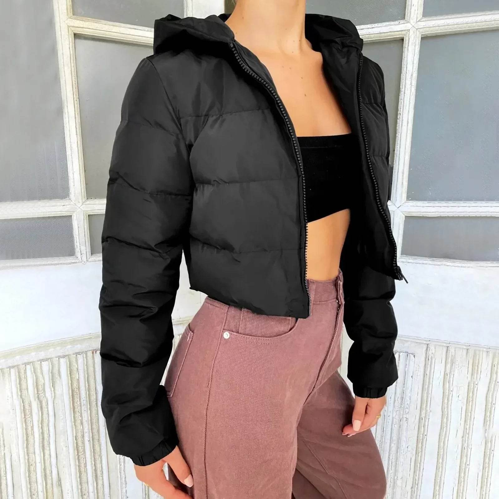 Buy Center Women's Fall Winter Puffer Jacket - Cropped, Oversized Style - Buy Center UK
