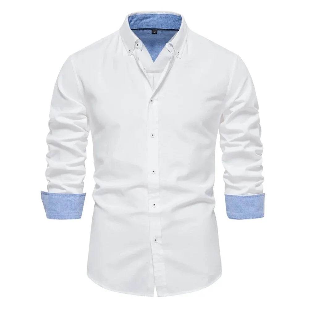 AIOPESON Men's Oxford Shirt - Cotton Blend, Long Sleeve & Casual Style - Buy Center UK