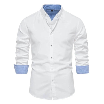AIOPESON Men's Oxford Shirt - Cotton Blend, Long Sleeve & Casual Style - Buy Center UK