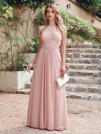 Buy Center Chiffon A-line Bridesmaid Dress - Sexy Halter Neckline - Buy Center UK