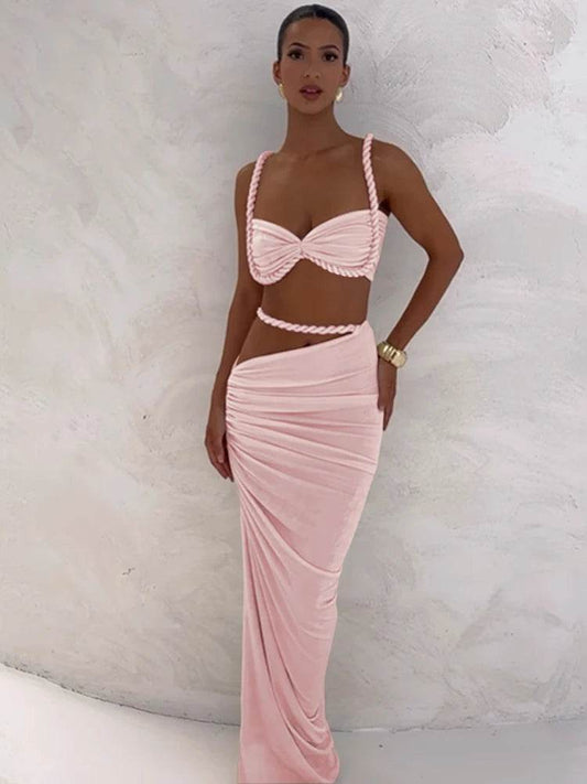 Weird Puss Square Collar 2 Piece Set - Chic Summer Bra & Skirt - Buy Center UK
