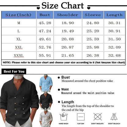 Buy Center Men's Cotton Linen Button Down T-shirt - Spring & Summer Style - Buy Center UK