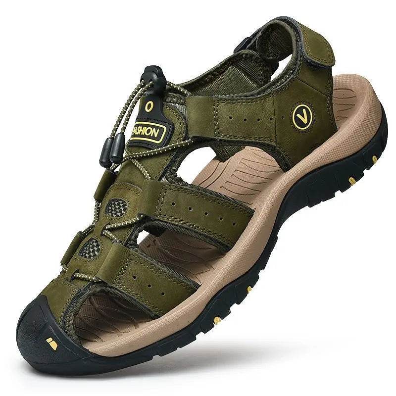 Buy Center Men's Genuine Leather Sandals - Casual Outdoor Beach Shoes - Buy Center UK