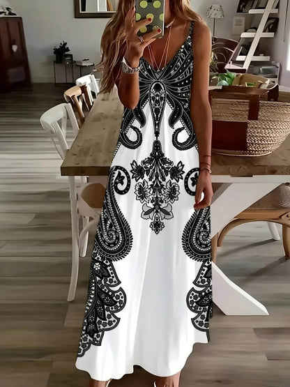 2024 Flower Printed V-neck Dress - Bohemian Style for Summer - Buy Center UK