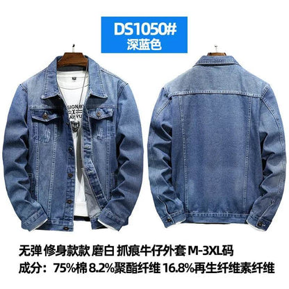 Buy Center Men's Denim Jacket - Casual Turn Down Collar, Full Sleeve - Buy Center UK