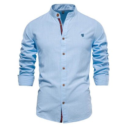 Buy Center Men’s 100% Cotton Solid Color Shirt - Elegant Embroidery - Buy Center UK