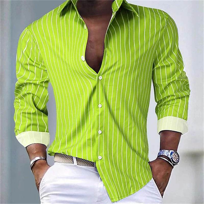 Buy Center Men's Blue Striped Hawaiian Shirt - Summer Beach Style - Buy Center UK