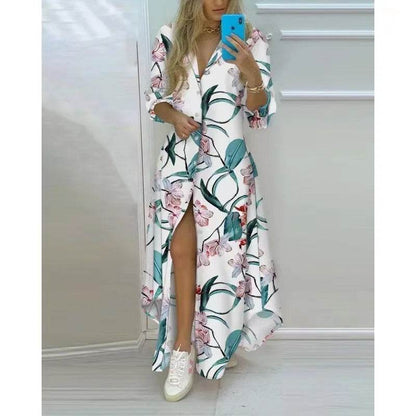 Women Boho Printed Long Shirt Dress - Casual Maxi Evening Style - Buy Center UK