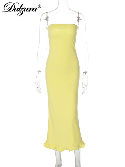 Dulzura Bodycon Midi Dress - Sleeveless Ruffles for Autumn Parties - Buy Center UK