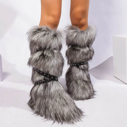 Buy Center Women’s Faux Fur Winter Snow Boots - Cute Over-Knee Style - Buy Center UK