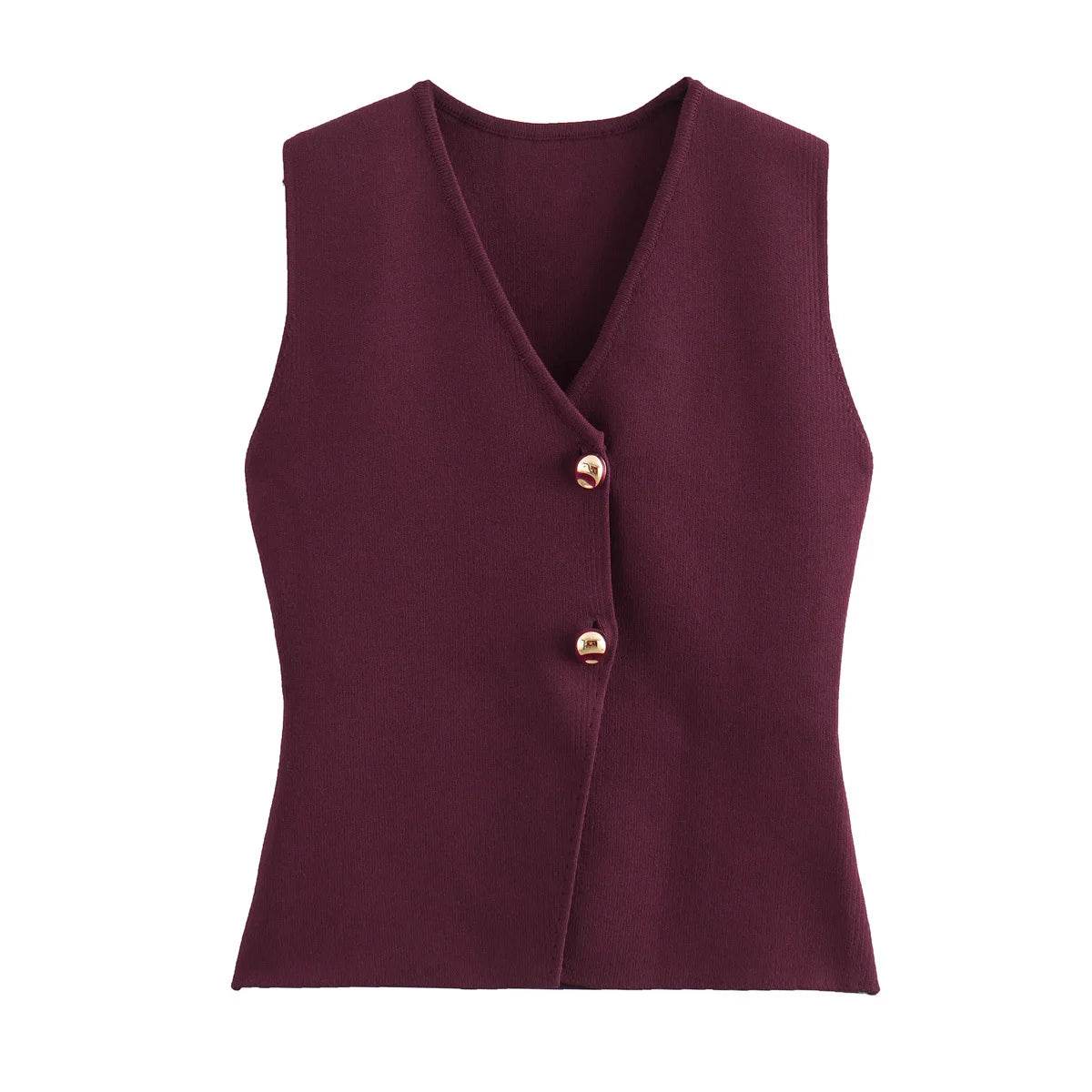 TRAF Women’s Knit Vest - Stylish Sleeveless Cardigan for Autumn - Buy Center UK