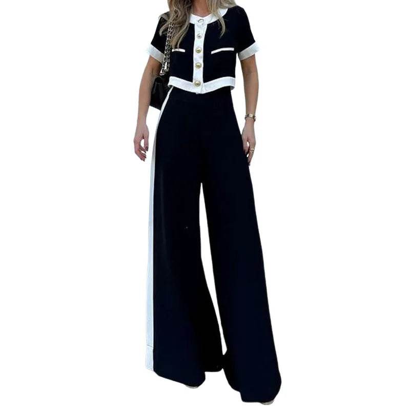 BAMBOOBOY Women's Slim Pants Suit - Stylish O-Neck Top & Trousers - Buy Center UK