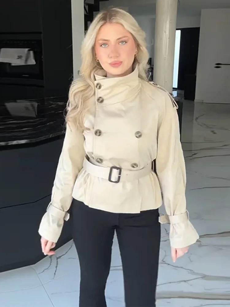 Buy Center Women's Spring Double Breasted Trench Coat - Elegant Office Jacket - Buy Center UK