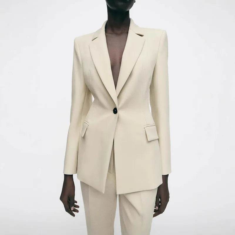 Chic Office Lady Women Suit - V Neck Blazer & Flare Pants Set - Buy Center UK