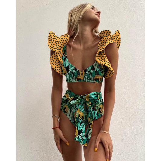 Buy Center 2025 Print High Waist Bikini - Push Up, Backless Design - Buy Center UK