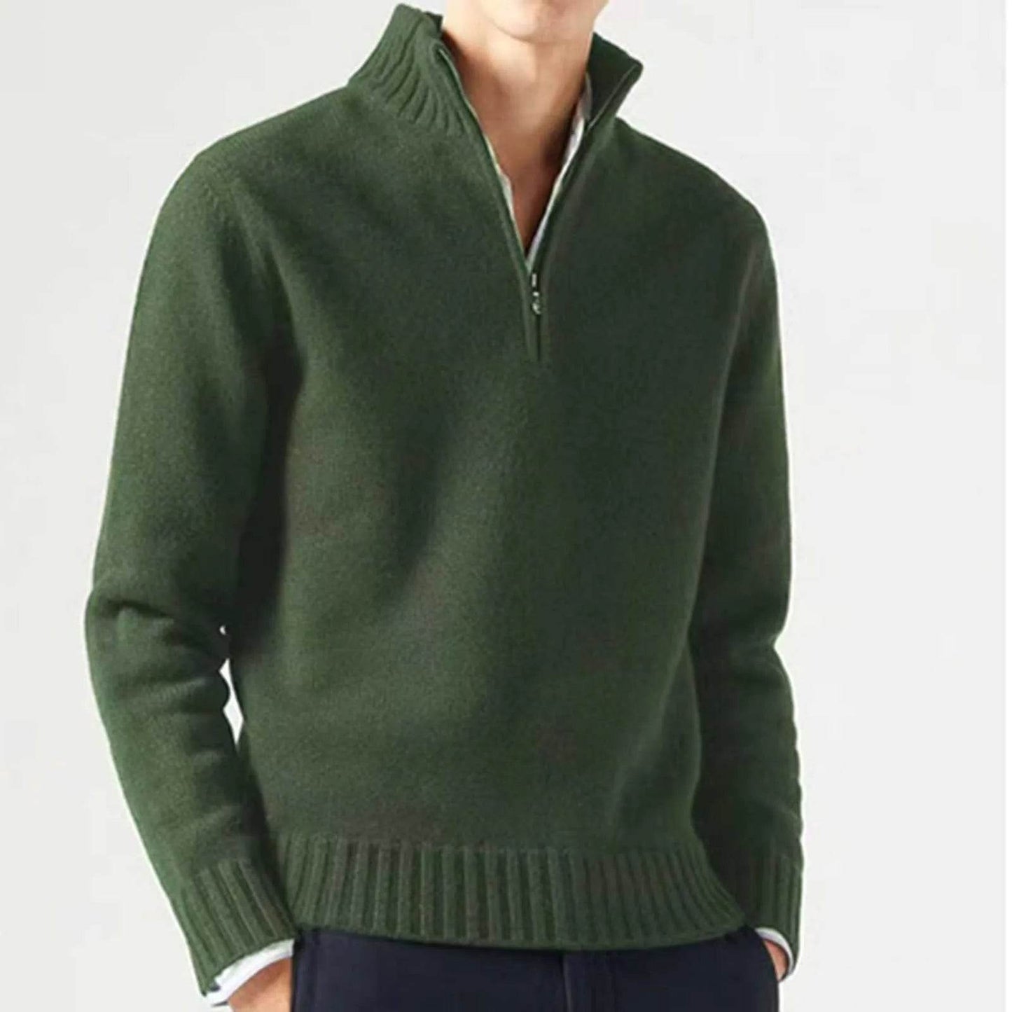 Buy Center Zipper Turtleneck Men's Sweater - Casual Knit Pullover - Buy Center UK