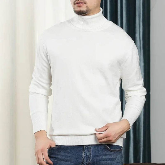 Buy Center White Turtleneck Sweater - Oversized Warm Knit Pullover - Buy Center UK