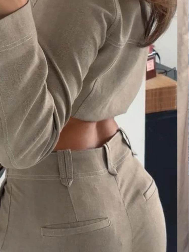 Buy Center Women's Casual Jacket Pant Set - Cropped Top & Trousers - Buy Center UK
