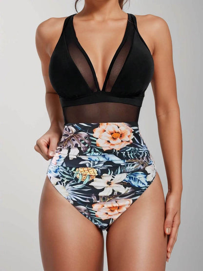 2025 Solid Mesh Patchwork One Piece Swimwear - Sexy Push-Up Design - Buy Center UK