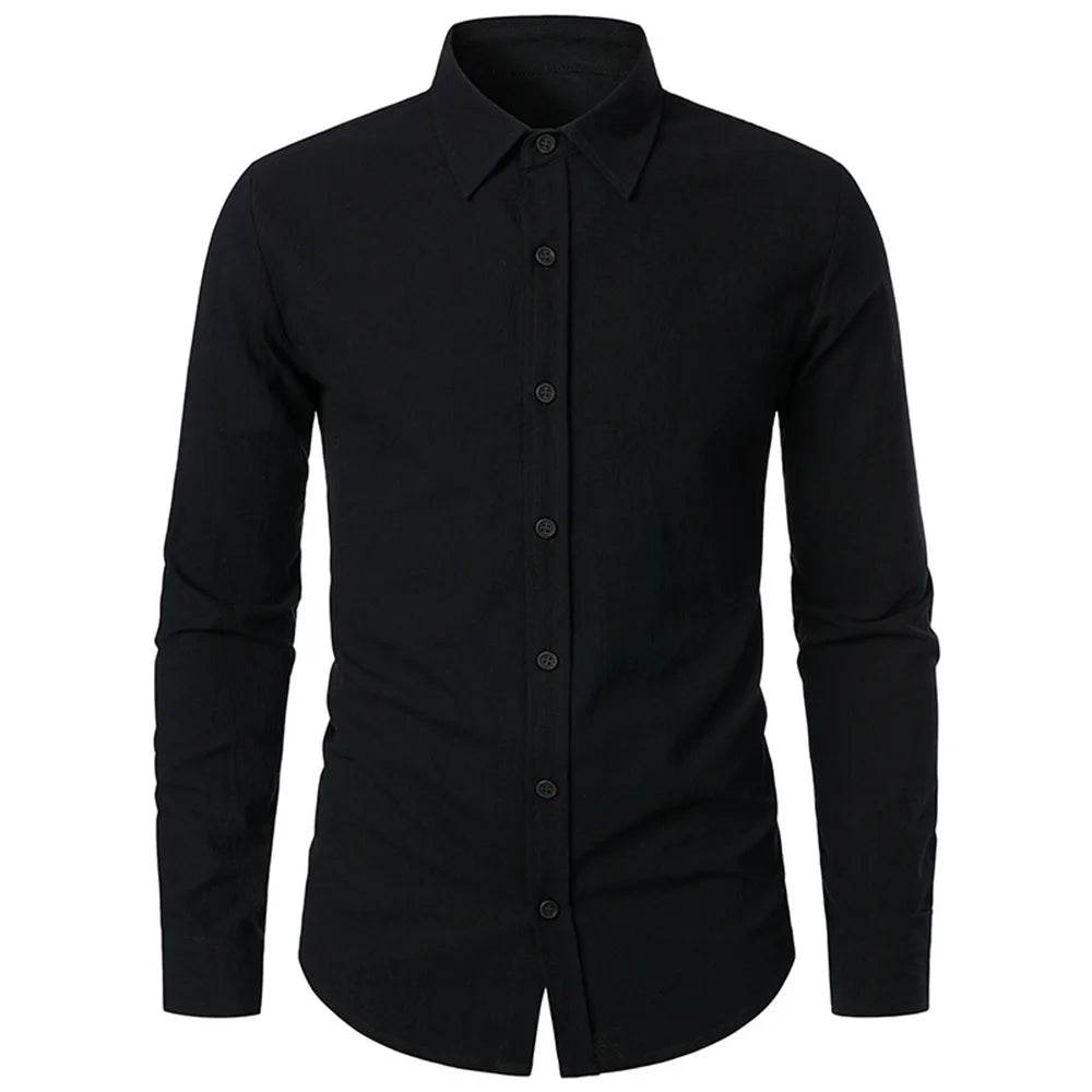 Buy Center Cotton Linen Shirt - Slim Fit Long Sleeve for Men - Buy Center UK