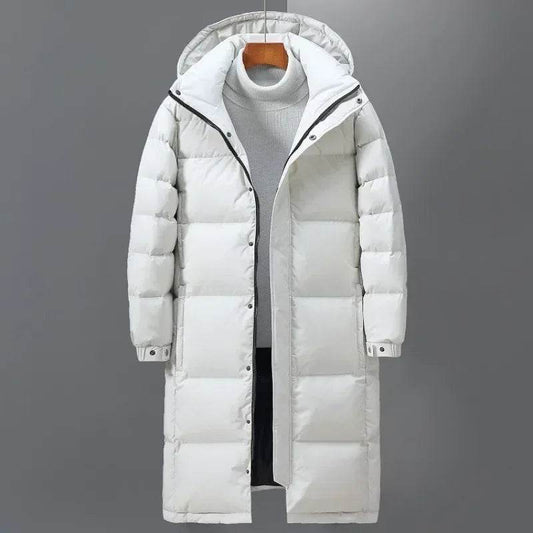 Buy Center Men's Long Puffer Jacket - Hooded Windproof Parka - Buy Center UK