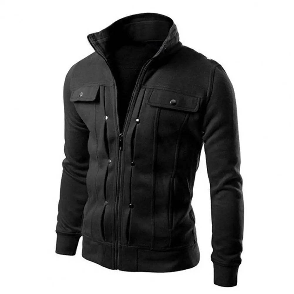 Buy Center Men’s Solid Color Jacket - Stylish Stand Collar for Spring - Buy Center UK