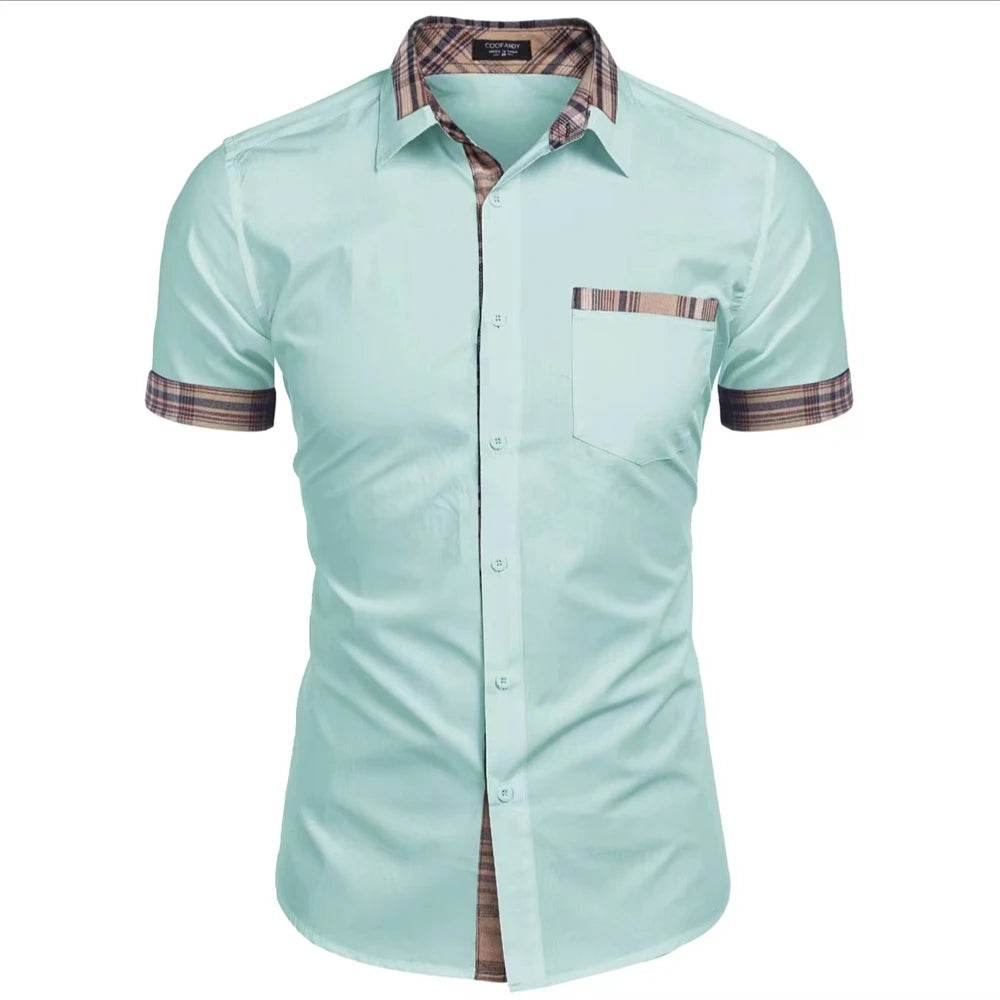 Buy Center Men's Summer Hawaiian Ice Silk Shirt - Casual Patchwork Design - Buy Center UK