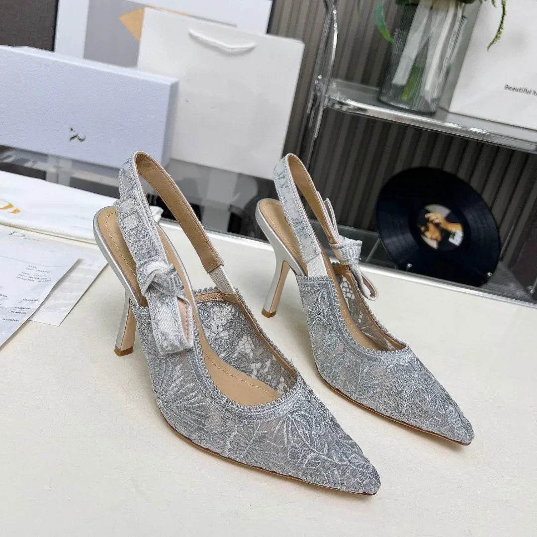 Buy Center Pointed Toe Lace High Heels Sandals - Butterfly Knot Design - Buy Center UK