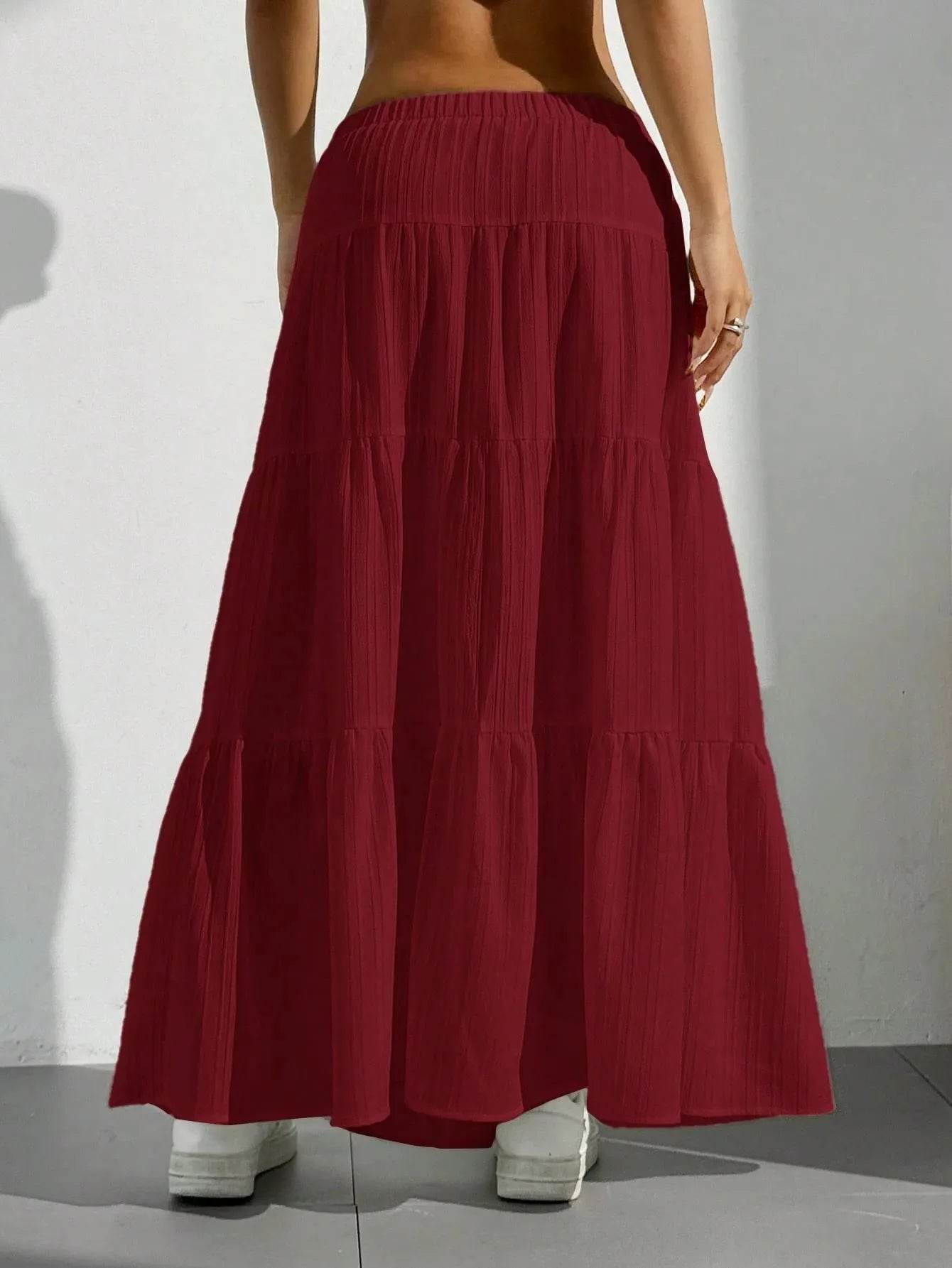 Buy Center Women's Loose Long Skirt - White Lace Up Bow Design - Buy Center UK