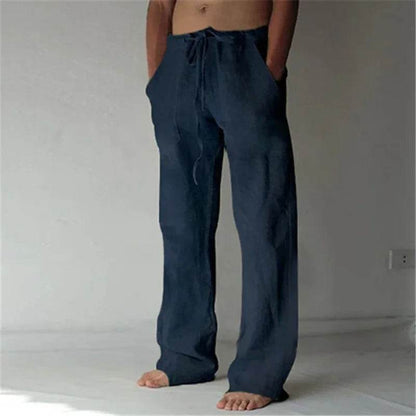 Men's Cotton Linen Casual Pants - Breathable Trousers for Streetwear - Buy Center UK