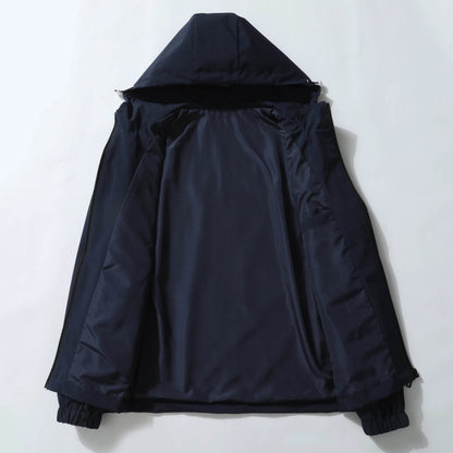 FBI Men's Zipper Jackets - Casual Solid Color, Windproof & Hooded - Buy Center UK