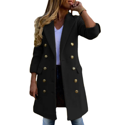 Buy Center Winter Women Overcoat - Double-Breasted Turn-Down Collar - Buy Center UK