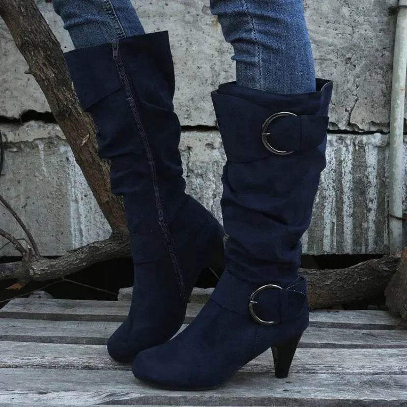 2025 Women’s Knee High Boots - High-Quality Faux Suede, Side Zip - Buy Center UK