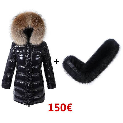 Maomaokong Women’s Winter Jacket - Real Fur Collar, Duck Down Lining - Buy Center UK