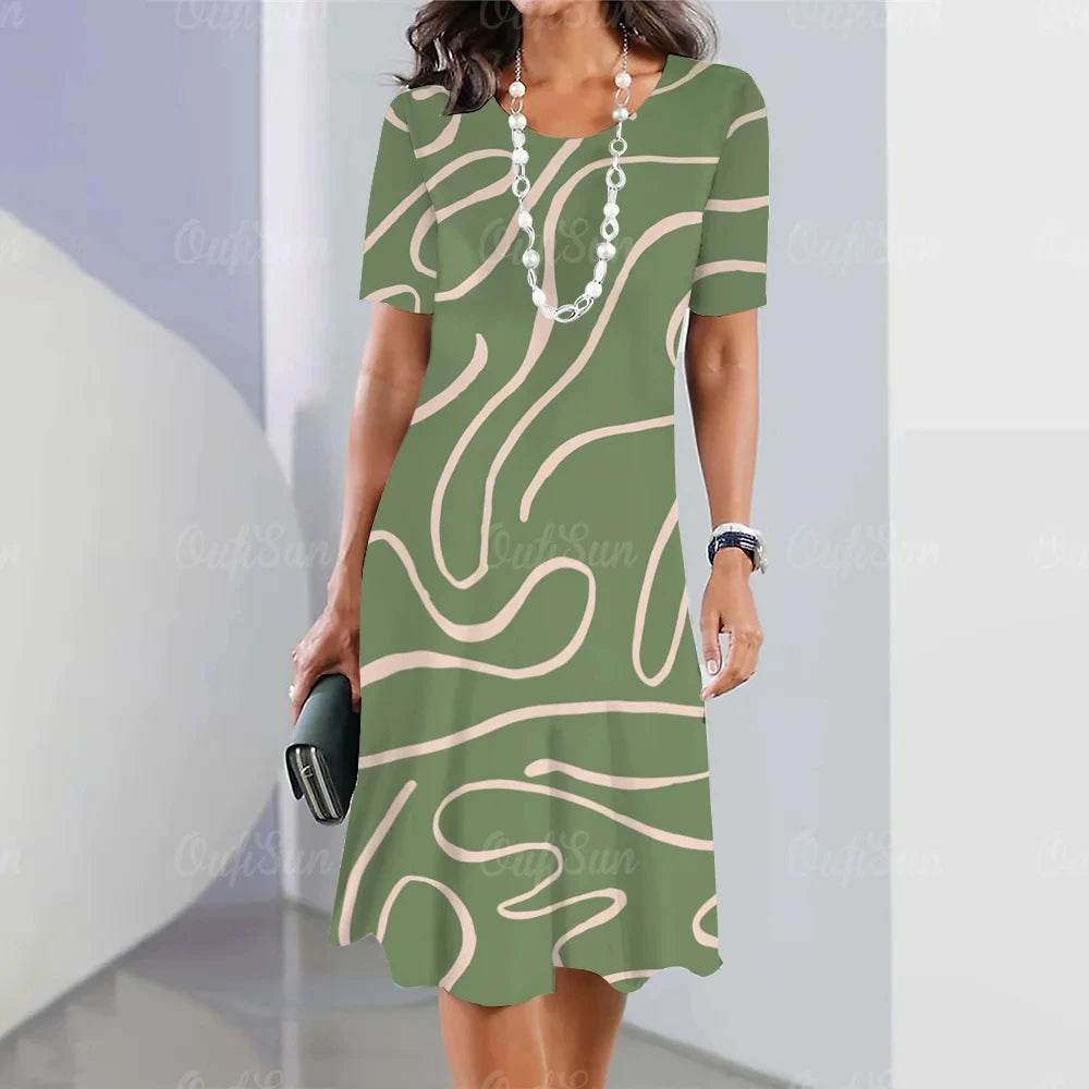 2024 Vintage Women's Striped Dress - Casual Short Sleeve Elegance - Buy Center UK