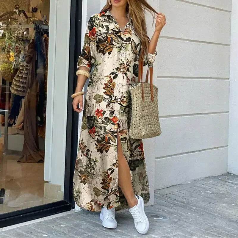 Buy Center Women's Commuter Long Dress - Loose, Casual, Stylish Print - Buy Center UK