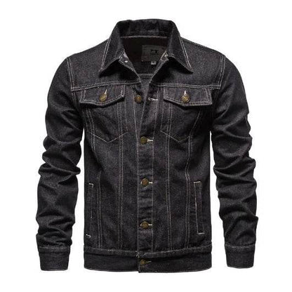 Buy Center Men’s Denim Coat - Casual Autumn Jacket, Turn Down Collar - Buy Center UK