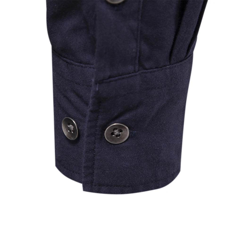 AIOPESON 2023 Men’s Military Style Pocket Shirt - 100% Cotton Slim Fit - Buy Center UK