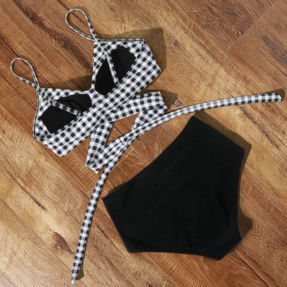 Buy Center High Waist Floral Bikini Set - V-Neck Two Piece - Buy Center UK