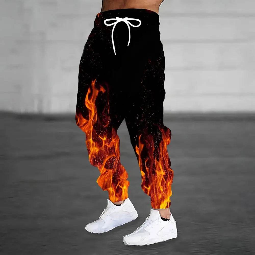 Buy Center 3D Flame Print Sweatpants - Thick Warm Pants for Men - Buy Center UK