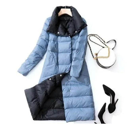 Women's Lightweight Down Jacket - Stylish Mid-Length Slim Fit for Winter - Buy Center UK
