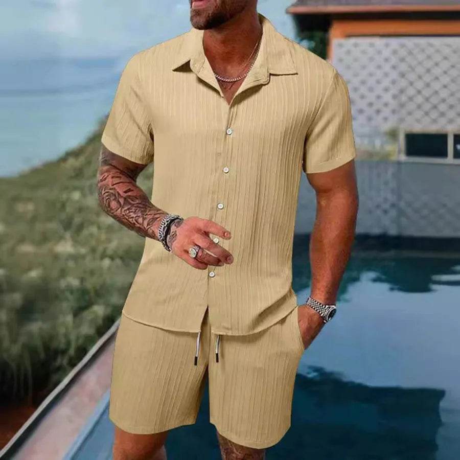 Buy Center Men's Polo Sports Suit - Casual Drawstring Shorts Set - Buy Center UK