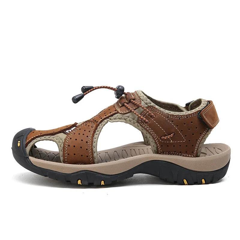 YBQJOO Genuine Leather Casual Shoes - Breathable Hiking Sandals for Men - Buy Center UK