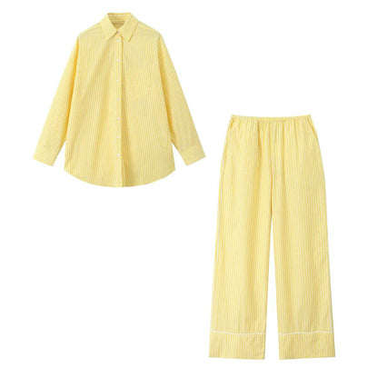 TRAFZA 2024 Women’s Yellow Striped Pants Set - High Waist Style - Buy Center UK