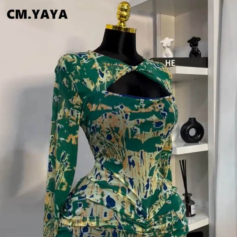 CM.YAYA Women’s Draped V-neck Bodycon Midi Dress - Night Club Chic - Buy Center UK