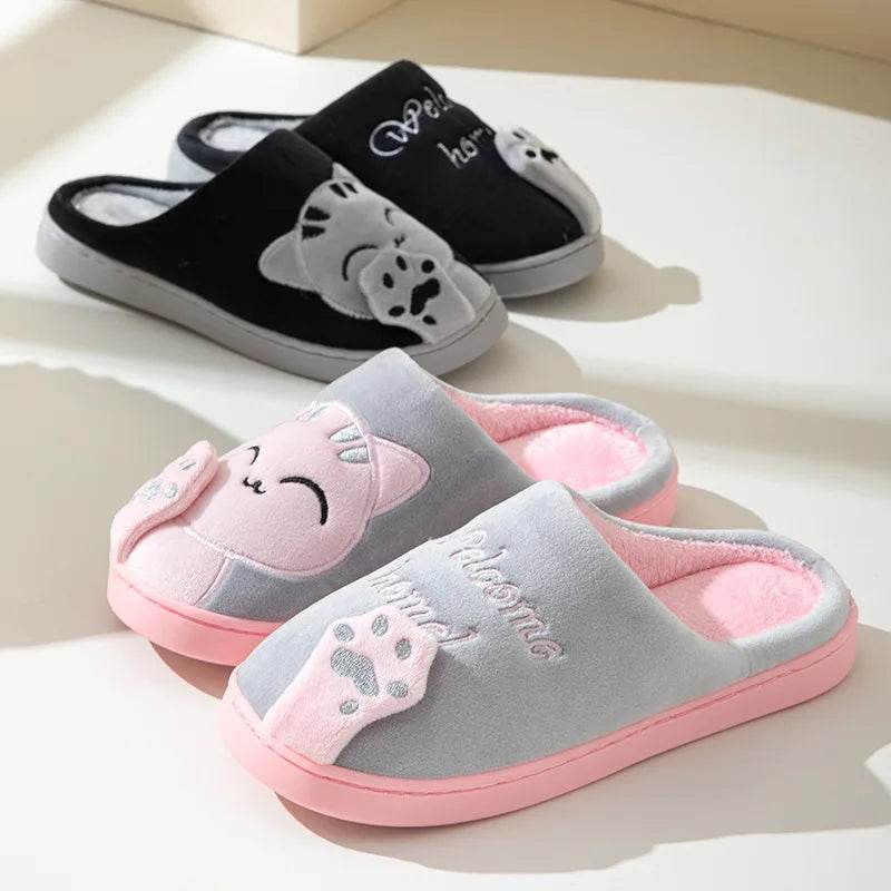 Yahwow Winter Fur Slippers - Cartoon Cat Non-Slip Indoor Shoes - Buy Center UK