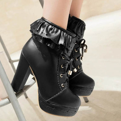 Buy Center Women's Ankle Boots - Platform Footwear in White, Black, Pink - Buy Center UK