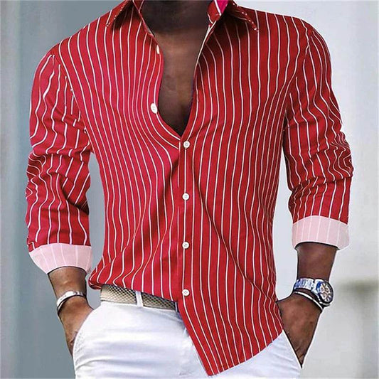 Buy Center Men's Blue Striped Hawaiian Shirt - Summer Beach Style - Buy Center UK
