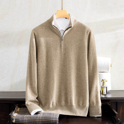 Buy Center Men's Cashmere Sweater - Half Zipper Turtleneck, Warm Knitted - Buy Center UK